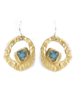 Mini Whirlpool Earrings - Brass + Aquamarine - KMJ Emilie Shapiro Jewelry - Earrings