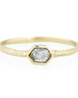 Hexagon Diamond Stacker - 14k Gold, Salt + Pepper Diamond - KMJ Erin Cuff Jewelry - Rings
