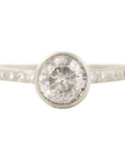 Legacy Diamond Ring - Salt + Pepper Brilliant Cut Diamond set in 14kpw Gold with a Smooth Bezel + Flush Set VS side Diamonds - KMJ Kate Maller Jewelry Jewelry - Bridal