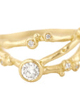 Encrusted 3 Branch Solitaire Diamond Ring - 14k Gold + Diamonds