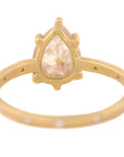 Rose Cut Pear Diamond Ring with Burnish Set Diamonds - 18k Gold