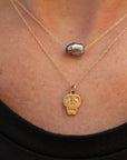 Charmed Skull Diamond Necklace - 14k Gold