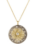 Starburst Necklace on 14k Gold Chain - 22k/18k/14k Gold, Oxidized Silver + VS Diamonds