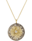 Starburst Necklace on 14k Gold Chain - 22k/18k/14k Gold, Oxidized Silver + VS Diamonds - KMJ Kate Maller Jewelry Jewelry - Necklaces