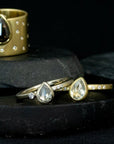 OOAK Pear Shaped White Diamond Ring + VS Accents - 14kpw Gold + Diamonds - KMJ Kate Maller Jewelry Jewelry - Bridal