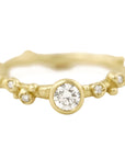 Encrusted 1 Branch Solitaire Diamond Ring - 14k Gold + Diamonds