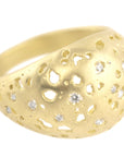 Shadow Dome Band with Diamond - 14ky Gold