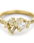 Contrast Cut Diamond Cluster Ring - 18k Gold + White + Champagne Diamonds - KMJ Ruth Tomlinson Jewelry - Bridal