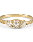 3 Stone Old Mine Cut Diamond Ring - 18k Gold + Diamonds Sz 7 - KMJ Erin Cuff Jewelry - Bridal