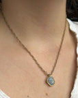 Guardian Pendant - Aquamarine + Brass - KMJ Emilie Shapiro Jewelry - Necklaces