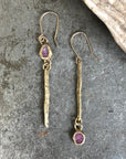 Illumination Earrings - Brass, Gold Fill +Rubies