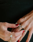 Rose Cut Pear Diamond Ring with Burnish Set Diamonds - 18k Gold - KMJ Petite Baleine Jewelry - Bridal