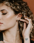 Traveler's Coin Studs - 22ky gold dust, 18k Gold, Oxidized Silver + Reclaimed Diamonds - KMJ Kate Maller Jewelry Jewelry - Earrings