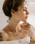 Floating Square Hoop Necklace - 22k/18k Gold, Oxidized Silver + a Reclaimed Diamond - KMJ Kate Maller Jewelry Jewelry - Necklaces