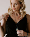 Black + Gold Disc Necklace on 14k Gold Chain - 14k Gold, Oxidized Silver + VS White Diamonds - KMJ Kate Maller Jewelry Jewelry - Necklaces