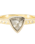 OOAK Trillion Cut Grey Diamond Ring + VS Accents - 18k Gold + Diamonds