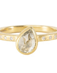 OOAK Pear Shaped Moonfire Diamond Ring + VS Accents - 18k Gold + Diamonds