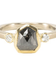 OOAK Shield Shaped Rose Cut Black Diamond Ring + VS Accents - 18k Palladium White Gold + 18k Gold + Diamonds - KMJ Kate Maller Jewelry Jewelry - Bridal