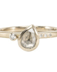 OOAK Pear Shaped White Diamond Ring + VS Accents - 14kpw Gold + Diamonds - KMJ Kate Maller Jewelry Jewelry - Bridal