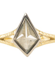 OOAK Kite Shaped Grey Diamond Ring + Split Shank - 18k Gold + 18k Palladium White Gold + Diamonds