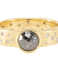 OOAK Round Rose Cut Black Diamond Ring + Scattered VS Diamonds - 18k Gold + Diamonds 6.75 - KMJ Kate Maller Jewelry Jewelry - Bridal