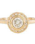 Round Diamond Channel Halo Ring - 18ky Gold + VS Diamonds