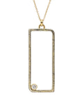 Floating Square Hoop Necklace - 22k/18k Gold, Oxidized Silver + a Reclaimed Diamond