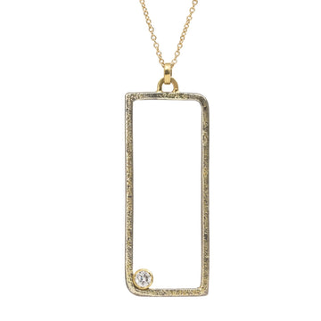 Floating Square Hoop Necklace - 22k/18k Gold, Oxidized Silver + a Reclaimed Diamond