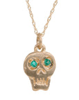 Charmed Skull Emerald Necklace - 14k Gold