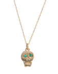 Charmed Skull Emerald Necklace - 14k Gold