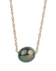Tahitian Single Keshi 14k Gold Necklace