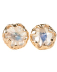 Moonstone Jester Studs - 14k Gold