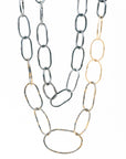Organic Chain Link Necklace - 18k Gold Fused with Oxidized Silver