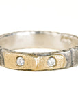 Double Tab Band - 18ky Gold, Silver + Reclaimed Diamonds
