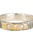 Double Tab Band - 18ky Gold, Silver + Reclaimed Diamonds - KMJ Kate Maller Jewelry Jewelry - Rings
