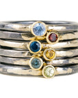 Shine On Birthstone Stackers- 18k Gold, Oxidized Silver + Ethically Sourced Colored Gemstones - KMJ Kate Maller Jewelry Jewelry - Rings