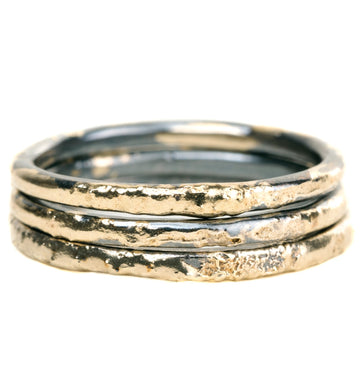 Radiance Fused Stackers - 18k Gold + Oxidized Argentium Silver