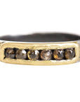 Champagne Black + Gold Channel Ring - 18k Gold, Oxidized Silver + Champagne Diamonds
