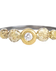 In Bloom Stacking Ring - Dusted Blooms - 22k Gold Dust, 18k Gold, Oxidized Silver + Reclaimed Diamonds
