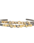 In Bloom Stacking Skinny Cuff - 22k Gold Dust, 18k Gold, Oxidized Silver + Reclaimed Diamonds