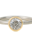 .545 ctw Natural Salt + Pepper Round Diamond - Handmade Two-Tone 18ky/14kpw Gold Bezel Setting