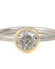 Legacy Diamond Ring - Salt + Pepper Brilliant Cut Diamond set in a 18ky Gold Smooth Bezel on a 14kpw Gold Band - KMJ Kate Maller Jewelry Jewelry - Bridal