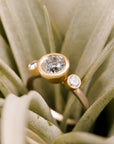 Legacy Diamond Ring - Salt + Pepper Brilliant Cut Diamond set in an 18ky Gold Extra Heavy Bezel with VS Side Diamonds on a 14kpw Gold Band - KMJ Kate Maller Jewelry Jewelry - Bridal