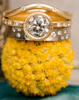 Crown Shadow Band -18ky Gold, 14kpw + VS Diamonds - KMJ Kate Maller Jewelry Jewelry - Bridal