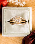 Legacy Diamond Ring - Salt + Pepper Brilliant Cut Diamond set in a 18ky Gold Smooth Extra Heavy Bezel with a Halo Flush Set with VS Diamonds - KMJ Kate Maller Jewelry Jewelry - Bridal