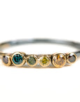 Organic Princess Band - 18ky Gold + Colored Diamonds