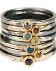 Shine On Birthstone Stackers- 18k Gold, Oxidized Silver + Ethically Sourced Colored Gemstones - KMJ Kate Maller Jewelry Jewelry - Rings