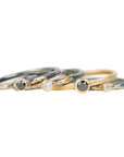 Shine On Birthstone Stackers- 18k Gold, Oxidized Silver + Reclaimed VS Diamonds, Black Diamonds