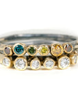Organic Princess Band - 18ky Gold + Colored Diamonds