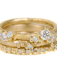 Textured Half Round Wedding Band In Yellow Gold With A Diamond - KMJ Ruth Tomlinson Jewelry - Bridal